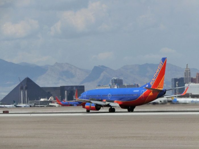 この空港で最大の勢力を誇るサウスウェスト航空のボーイング737。