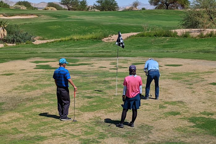 Primm Valley Golf Club のグリーン。（2022年9月3日）