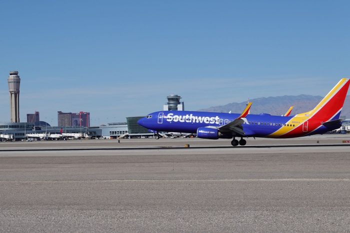 ラスベガス国際空港で一番多く離着陸しているサウスウェスト航空の737型機。