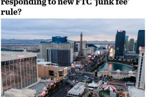 悪名高きリゾートフィーに当局(FTC)がメスを入れたことを伝える地元メディアのニュース。リゾートフィーのことをジャンクフィーと表現していることにも注目。
